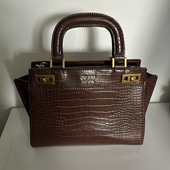 GUESS Brown Leather Tote - Picture 1 of 4